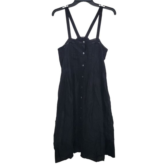 Rebecca Taylor Women's Black Button Up Pleated Lightweight Sheer Midi Dress Sz 6 - Picture 1 of 8